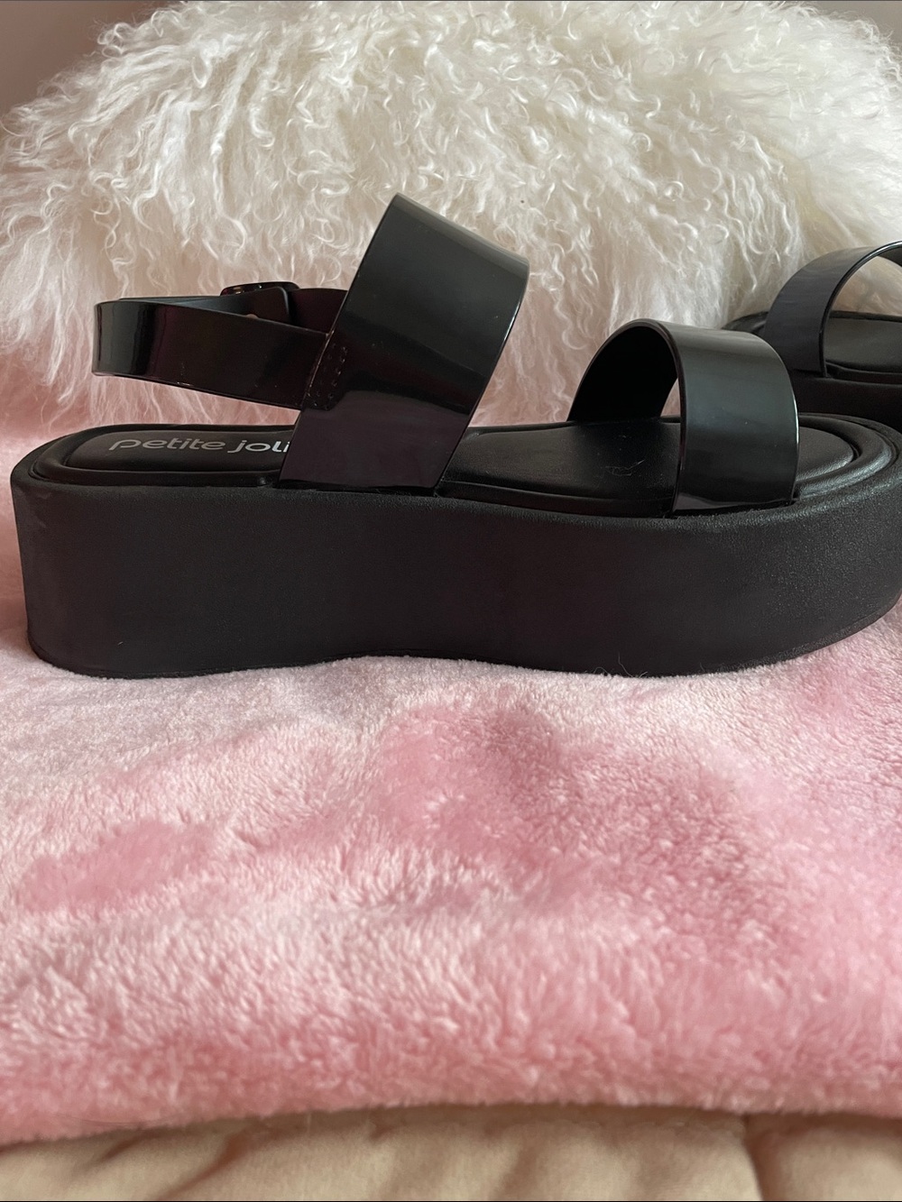 🖤 Petite Jolie Black Platform Jelly Sandals size 8 - Picture 2 of 13